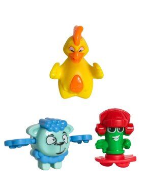 Kinder Egg Joy Mini Figures 3 pc Colorful Cartoon Themed Snap-Together